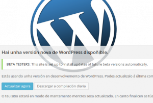 Controla as actualizacións de wordpress